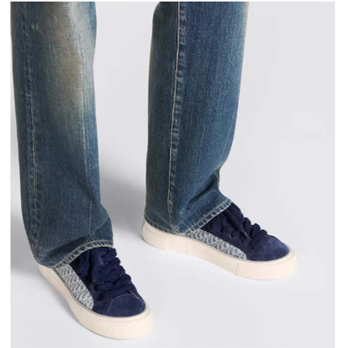 Dior Unisex CD Dior B33 Sneaker Navy Blue Dior Oblique Jacquard Suede