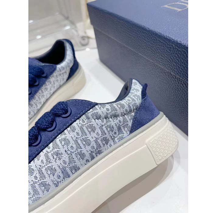 Dior Unisex CD Dior B33 Sneaker Navy Blue Dior Oblique Jacquard Suede