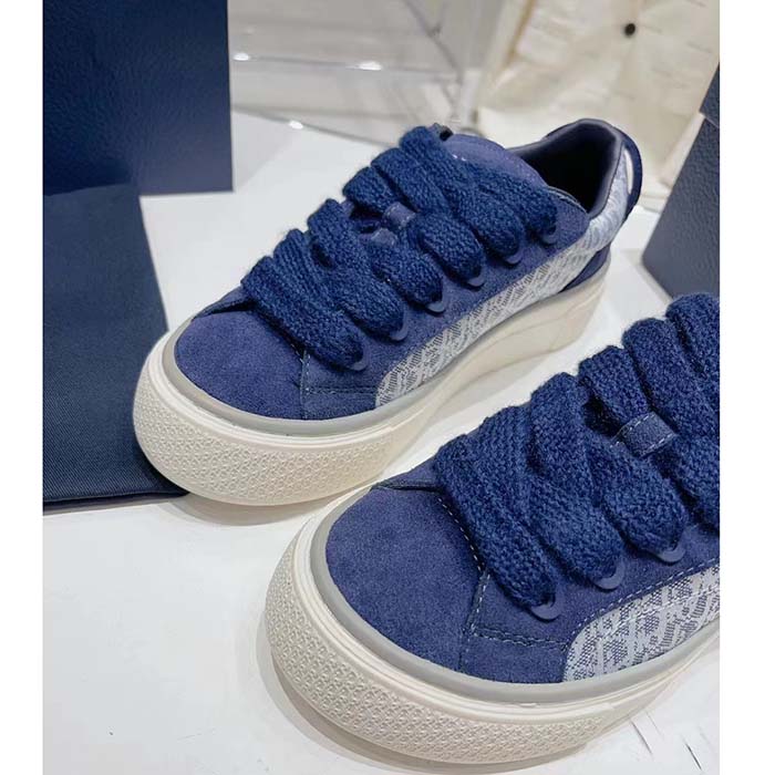 Dior Unisex CD Dior B33 Sneaker Navy Blue Dior Oblique Jacquard Suede