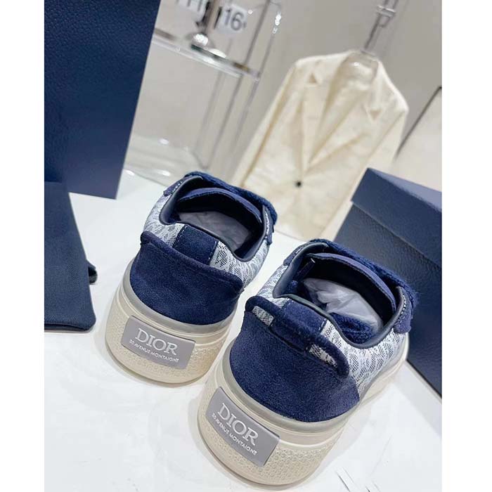 Dior Unisex CD Dior B33 Sneaker Navy Blue Dior Oblique Jacquard Suede