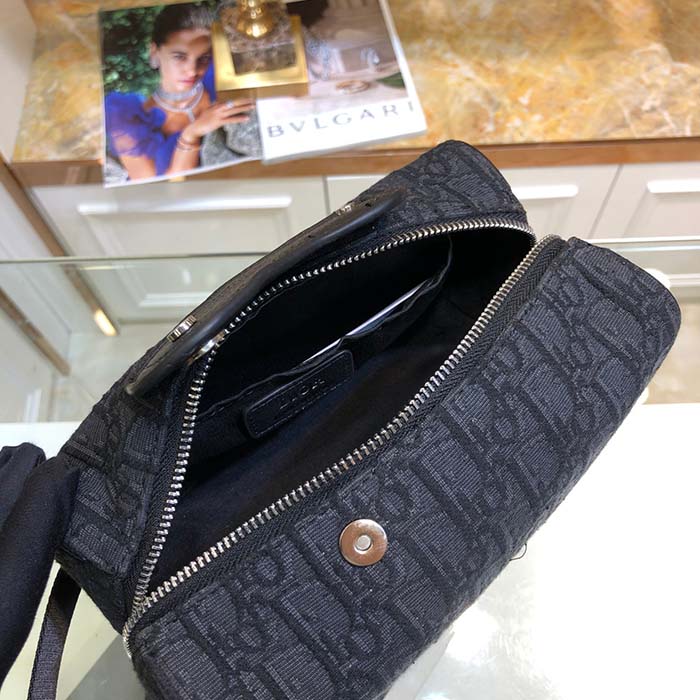 Dior Unisex CD Dior Lingot Toiletry Case Black Dior Oblique Jacquard Grained Calfskin