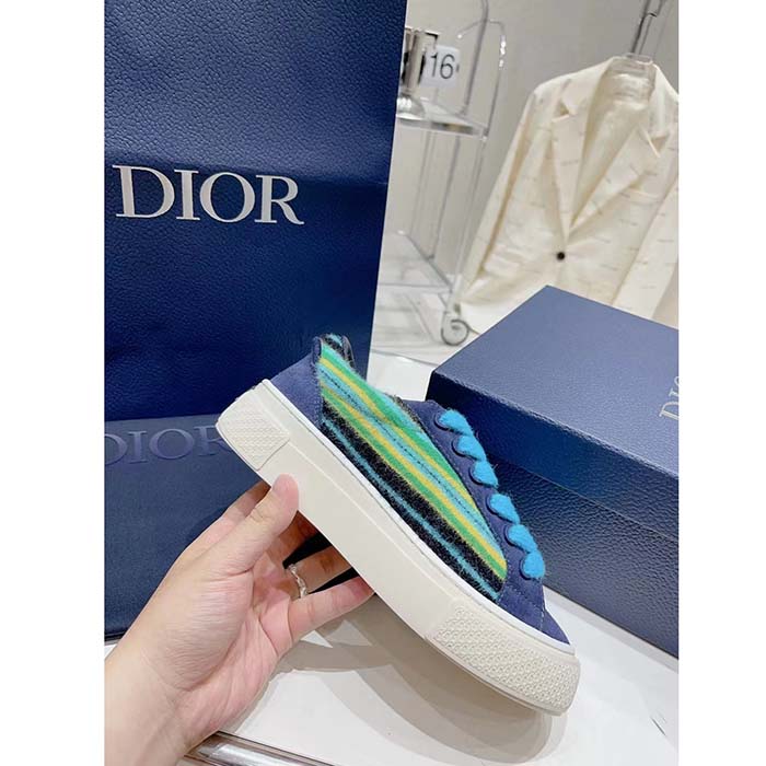 Dior Unisex CD Dior Tears B33 Sneaker Blue Multicolor Mohair Navy Blue Suede