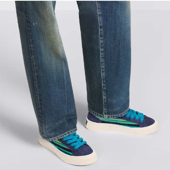 Dior Unisex CD Dior Tears B33 Sneaker Blue Multicolor Mohair Navy Blue Suede