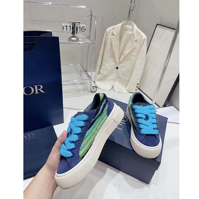 Dior Unisex CD Dior Tears B33 Sneaker Blue Multicolor Mohair Navy Blue Suede
