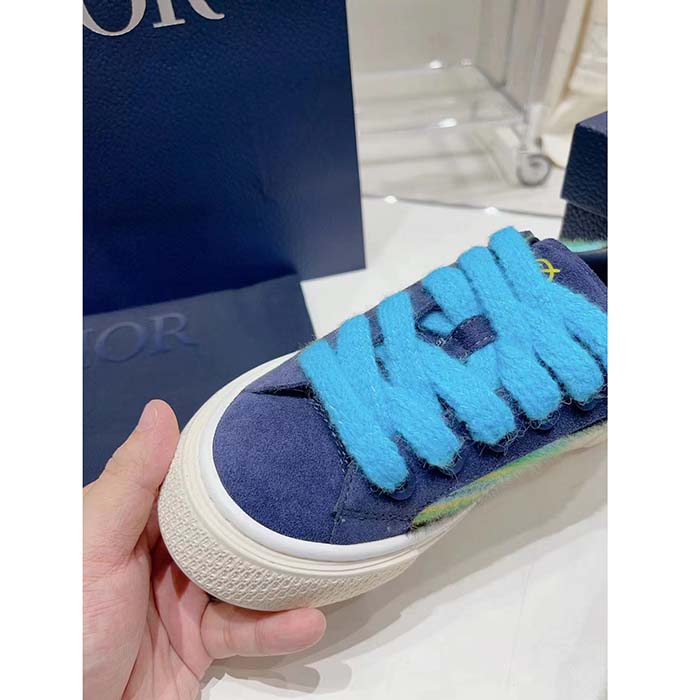 Dior Unisex CD Dior Tears B33 Sneaker Blue Multicolor Mohair Navy Blue Suede