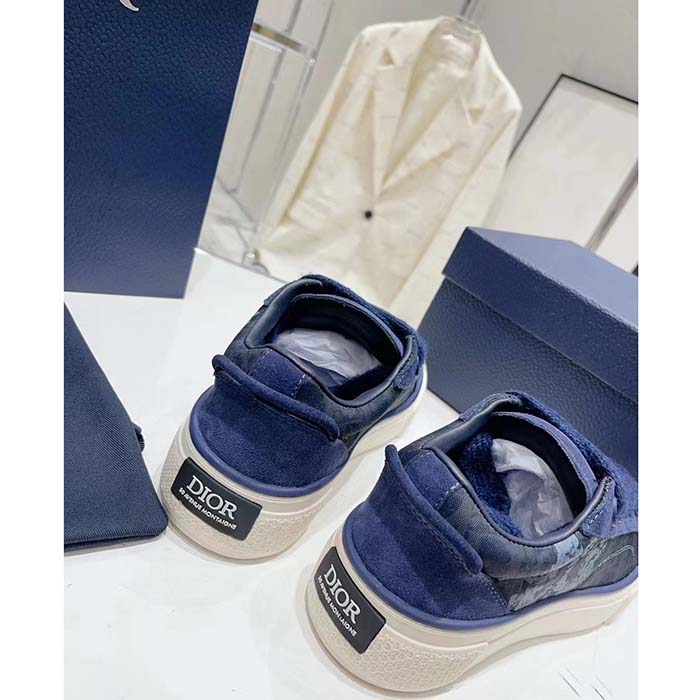 Dior Unisex CD Dior Tears B33 Sneaker Blue Oblique Denim Peace Sign Navy Blue Suede