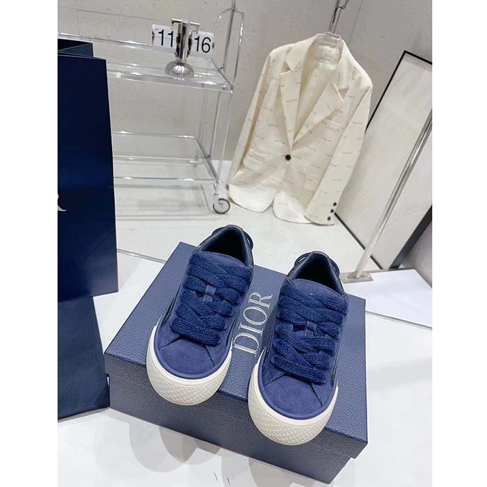 Dior Unisex CD Dior Tears B33 Sneaker Blue Oblique Denim Peace Sign Navy Blue Suede