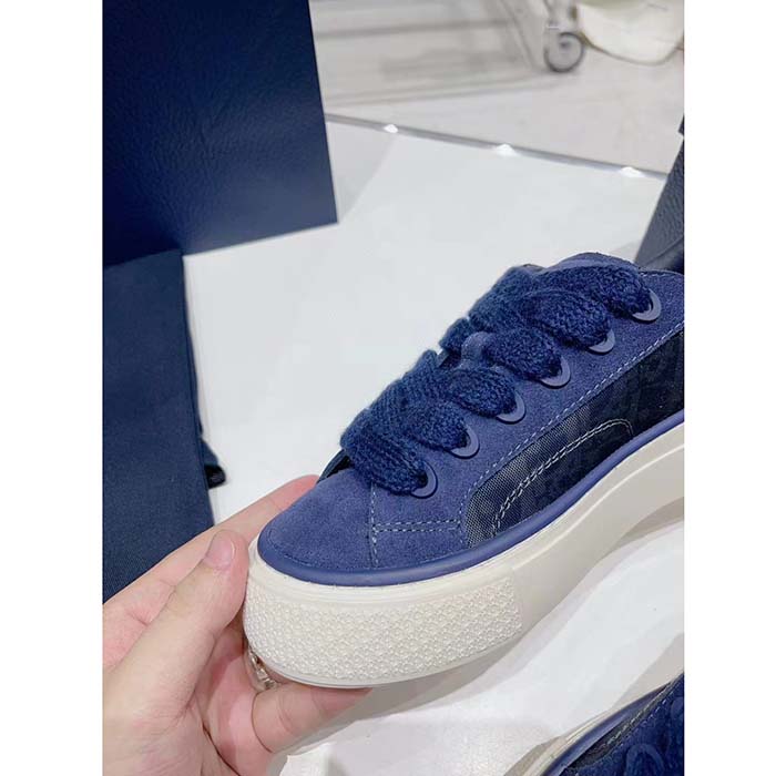 Dior Unisex CD Dior Tears B33 Sneaker Blue Oblique Denim Peace Sign Navy Blue Suede