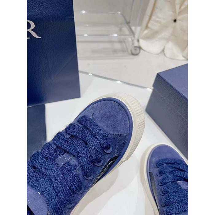 Dior Unisex CD Dior Tears B33 Sneaker Blue Oblique Denim Peace Sign Navy Blue Suede