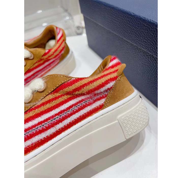 Dior Unisex CD Dior Tears B33 Sneaker Red Multicolor Mohair Brown Suede