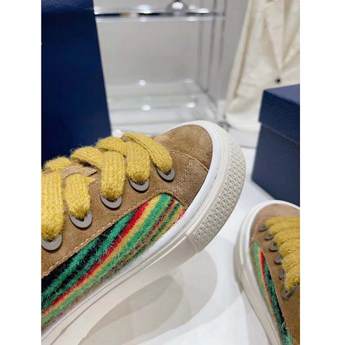 Dior Unisex CD Dior Tears B33 Sneaker Yellow Multicolor Mohair Brown Suede
