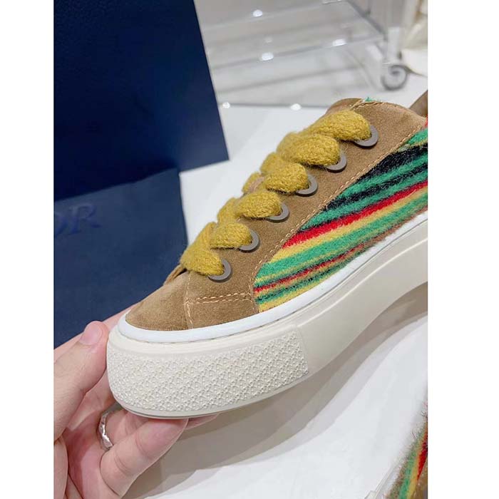 Dior Unisex CD Dior Tears B33 Sneaker Yellow Multicolor Mohair Brown Suede