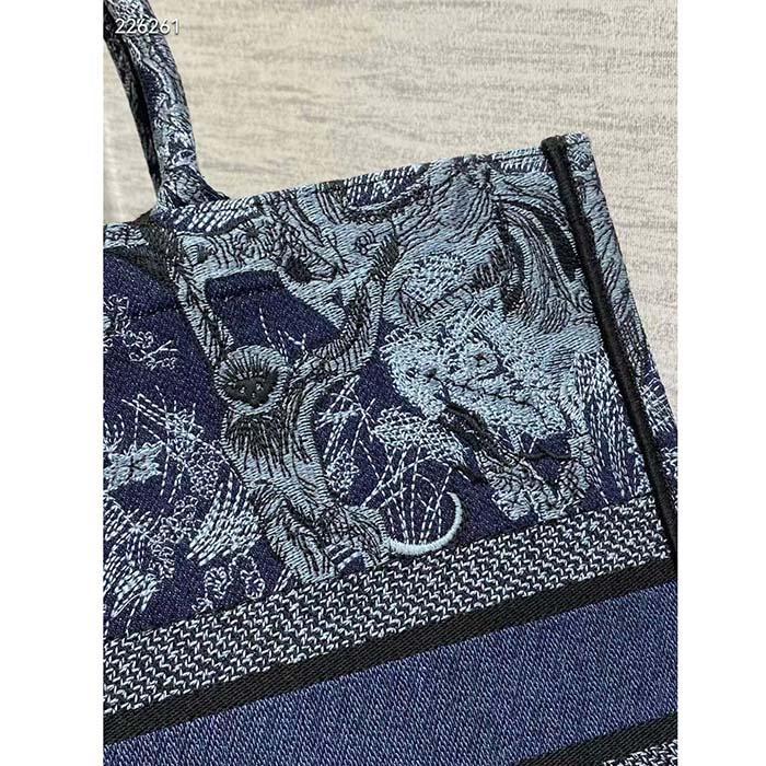 Dior Unisex CD Medium Book Tote Denim Blue Toile De Jouy Embroidery