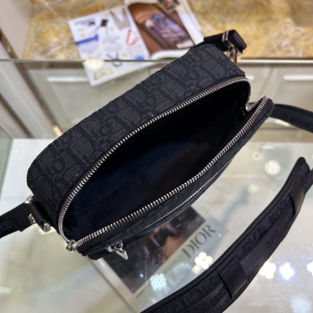Dior Unisex CD Mini Safari Bag Strap Black Dior Oblique Jacquard