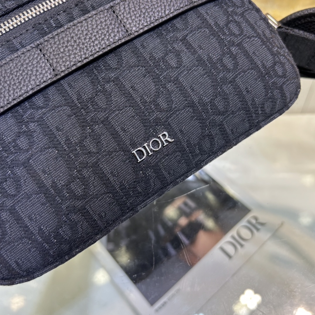 Dior Unisex CD Mini Safari Bag Strap Black Dior Oblique Jacquard