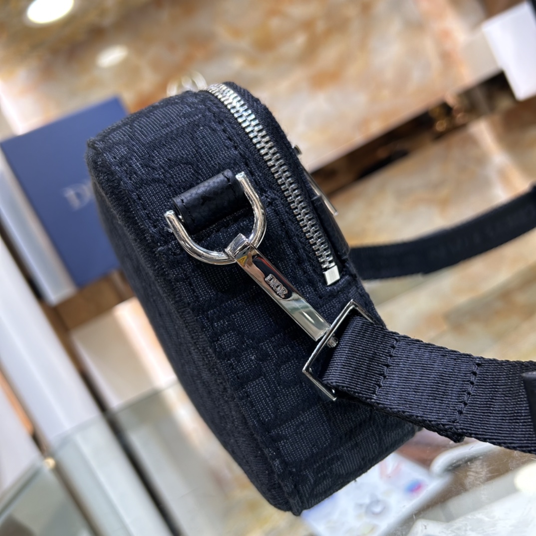 Dior Unisex CD Mini Safari Bag Strap Black Dior Oblique Jacquard