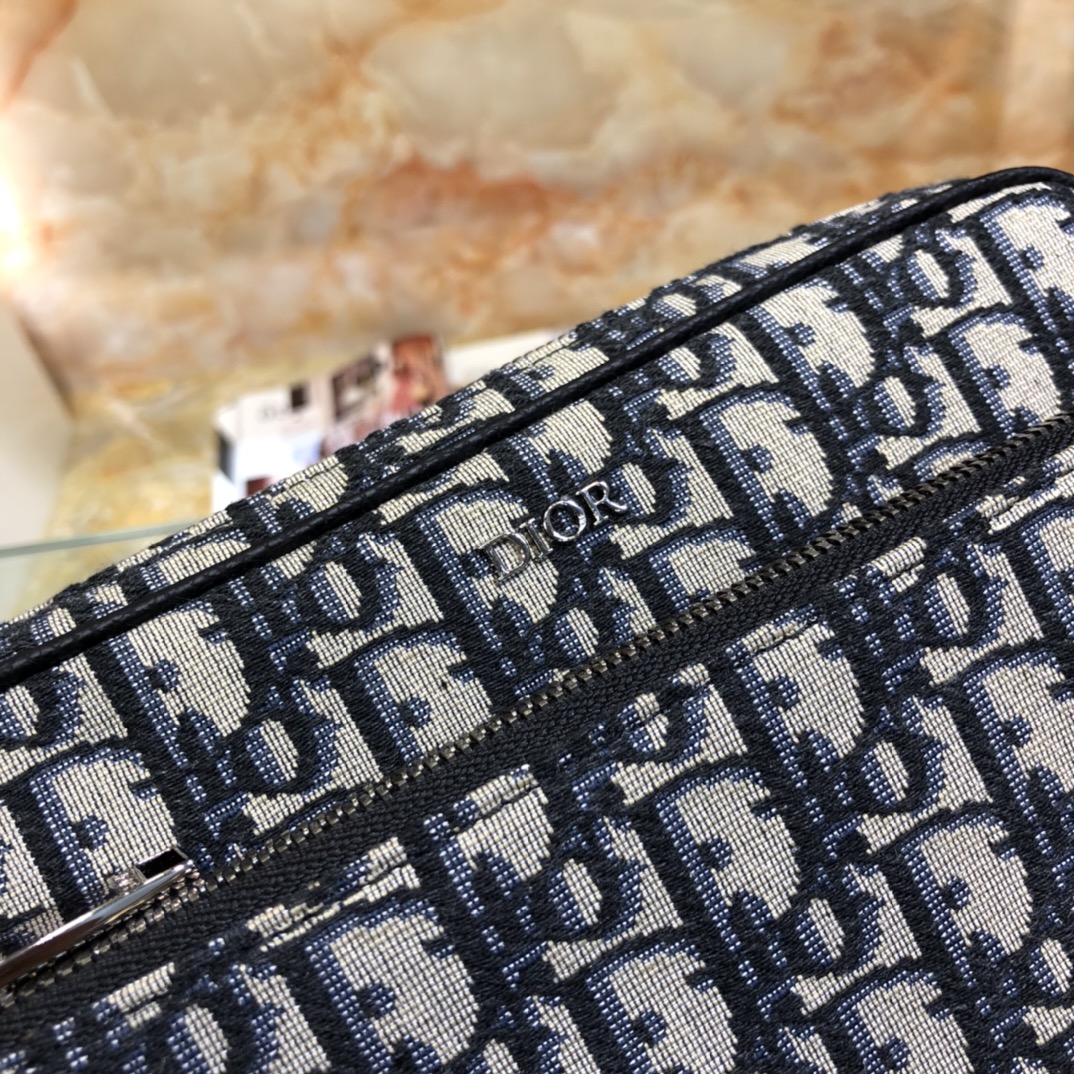 Dior Unisex CD Saddle Triple Pouch Beige Black Dior Oblique Jacquard
