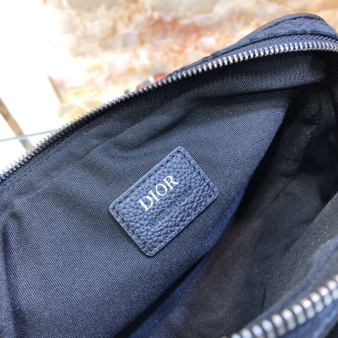 Dior Unisex CD Saddle Triple Pouch Black Dior Oblique Jacquard