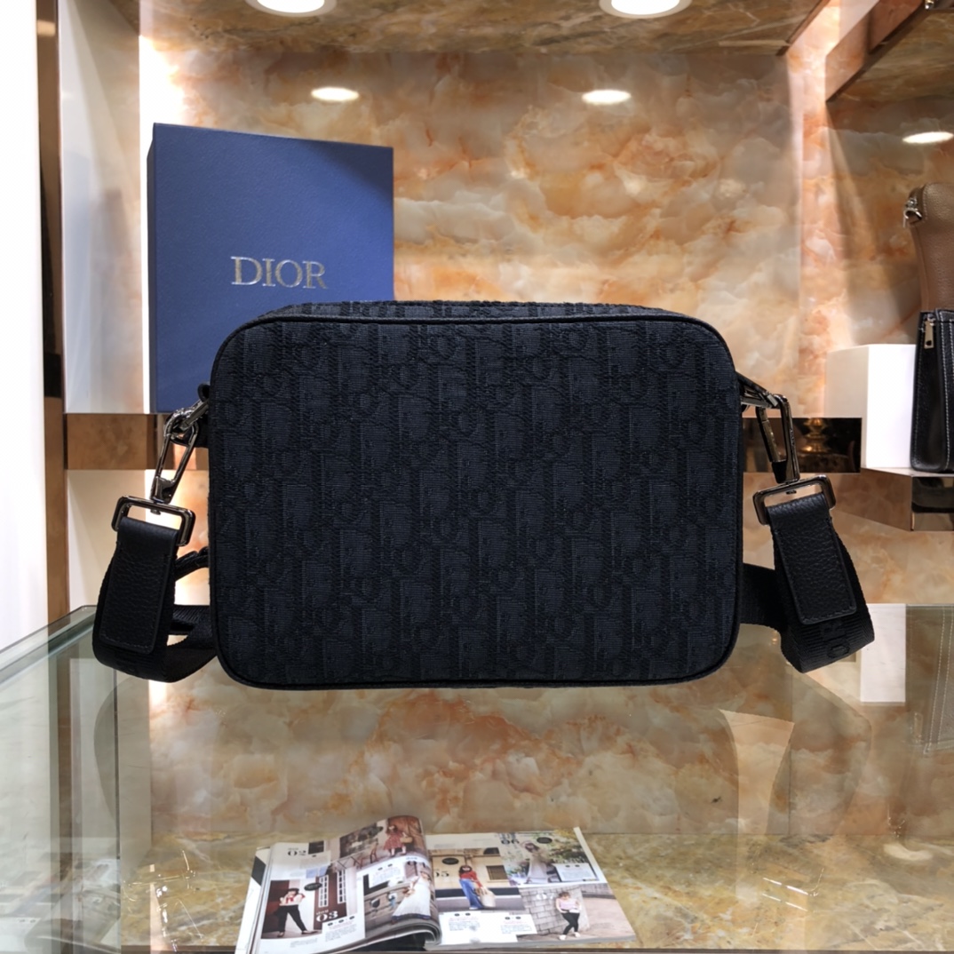 Dior Unisex CD Saddle Triple Pouch Black Dior Oblique Jacquard