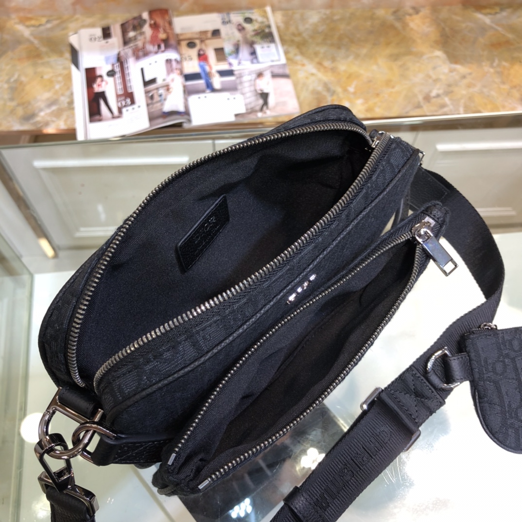 Dior Unisex CD Saddle Triple Pouch Black Dior Oblique Jacquard