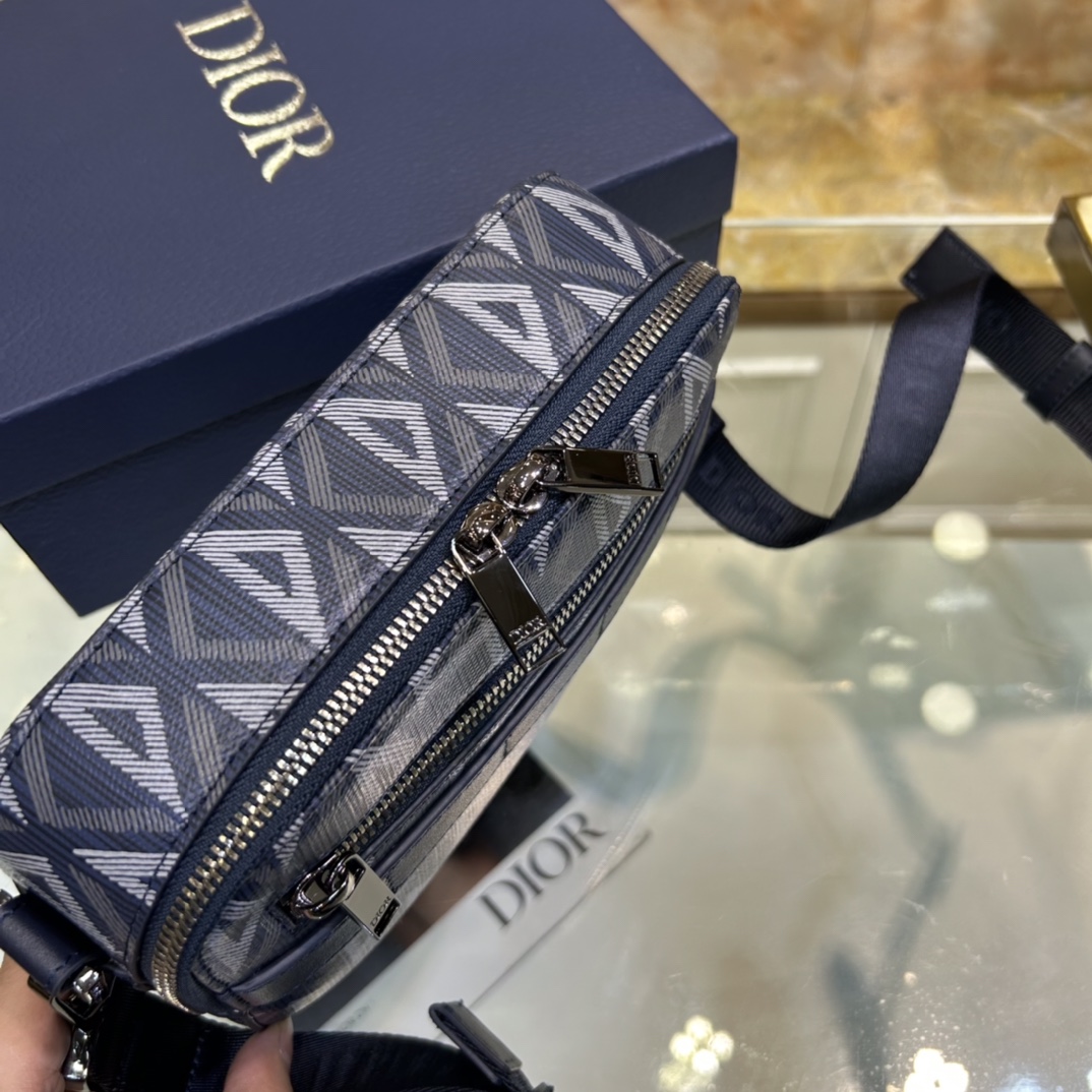 Dior Unisex CD Safari Bag Strap Navy Blue CD Diamond Canvas