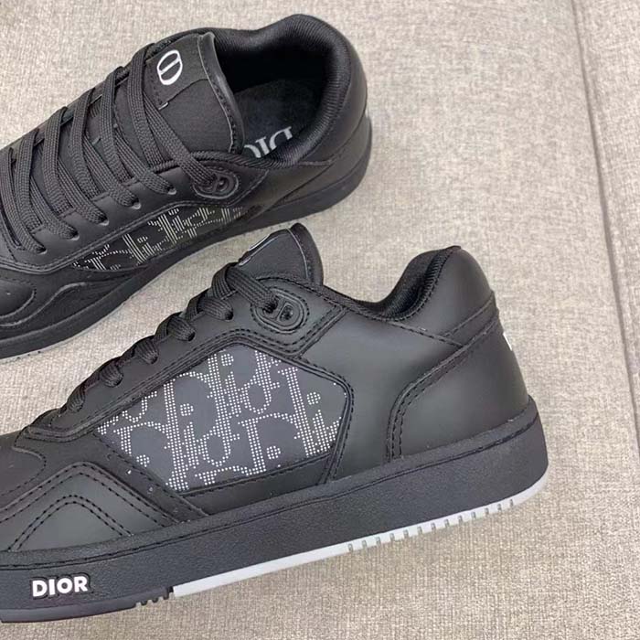 Dior Unisex Shoes B27 Low-Top Sneaker Black Dior Oblique Galaxy Leather Smooth Calfskin Suede