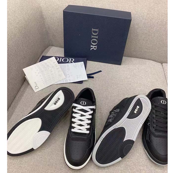 Dior Unisex Shoes B27 Low-Top Sneaker Black Dior Oblique Galaxy Leather Smooth Calfskin Suede