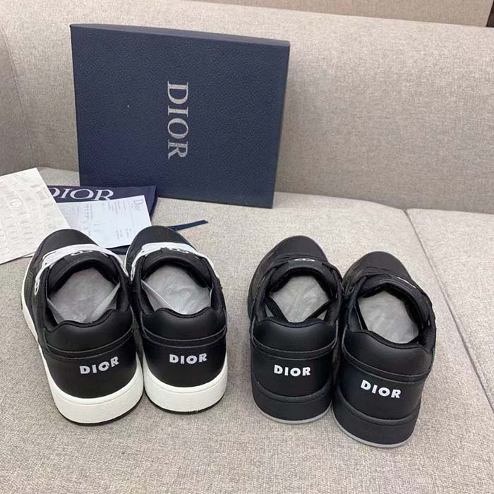 Dior Unisex Shoes B27 Low-Top Sneaker Black Dior Oblique Galaxy Leather Smooth Calfskin Suede