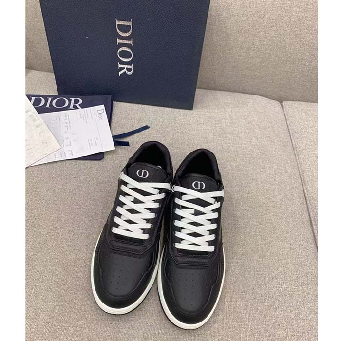 Dior Unisex Shoes B27 Low-Top Sneaker Black Smooth Calfskin CD Diamond Canvas