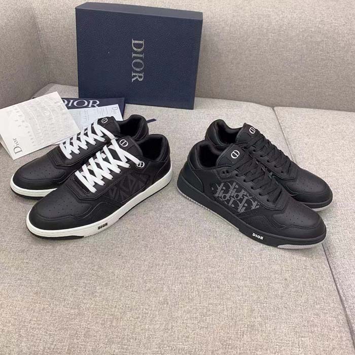 Dior Unisex Shoes B27 Low-Top Sneaker Black Dior Oblique Galaxy Leather Smooth Calfskin Suede