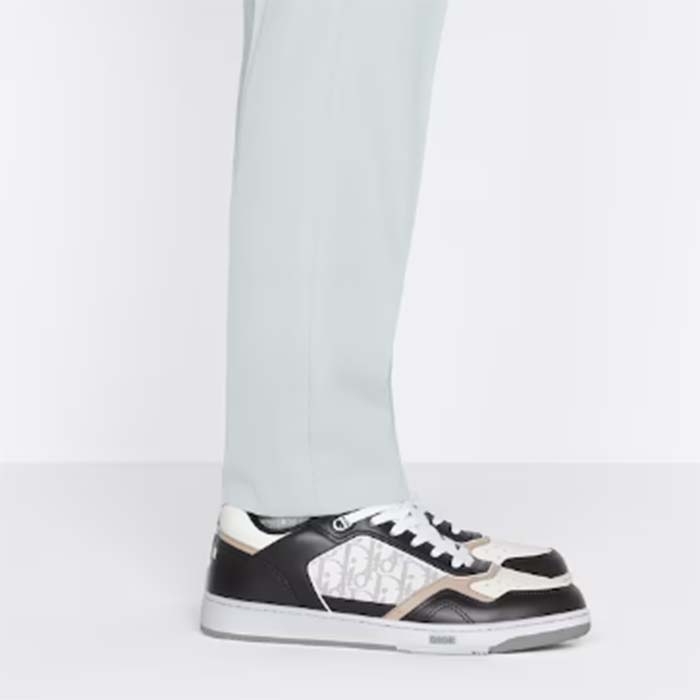 Dior Unisex Shoes B27 Low-Top Sneaker Black White Beige Smooth Calfskin White Oblique Galaxy Leather