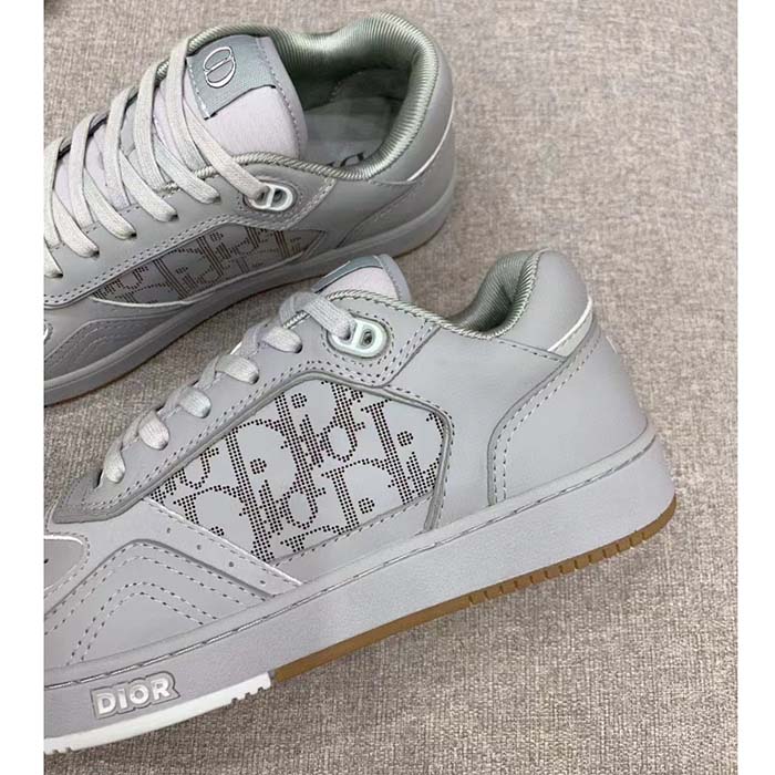 Dior Unisex Shoes B27 Low-Top Sneaker Gray Smooth Calfskin Dior Oblique Galaxy Leather