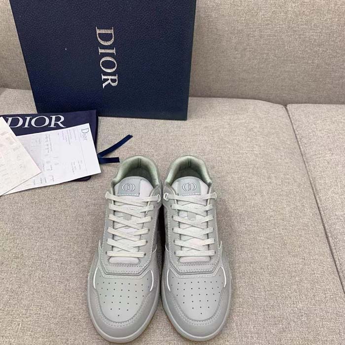 Dior Unisex Shoes B27 Low-Top Sneaker Gray Smooth Calfskin Dior Oblique Galaxy Leather
