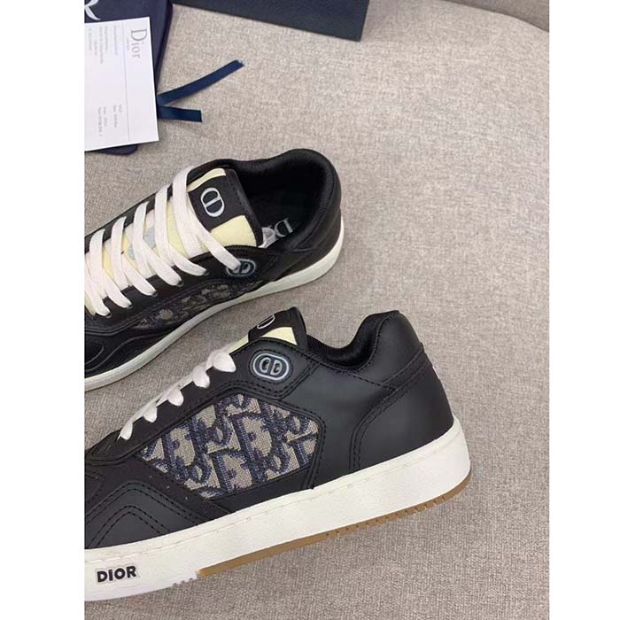 Dior Unisex Shoes CD B27 Low-Top Sneaker Black Smooth Calfskin Beige Black Oblique Jacquard