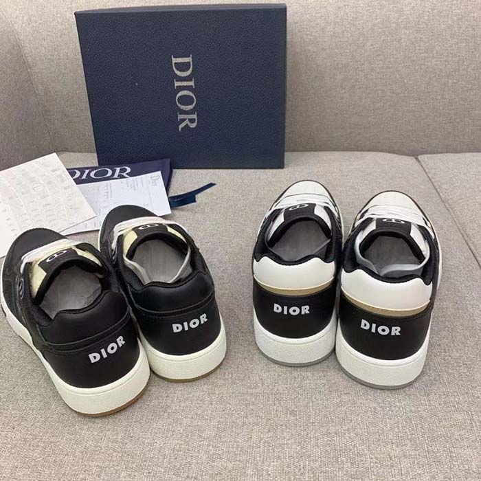 Dior Unisex Shoes CD B27 Low-Top Sneaker Black Smooth Calfskin Beige Black Oblique Jacquard