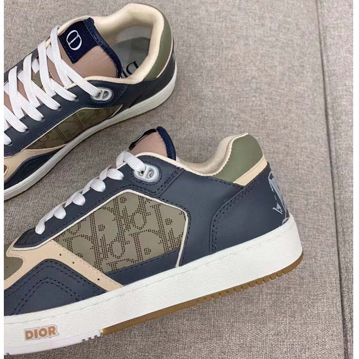 Dior Unisex Shoes CD B27 Low-Top Sneaker Brown Deep Gray Smooth Calfskin Oblique Galaxy Leather