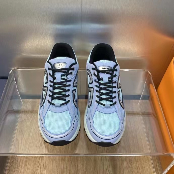 Dior Unisex Shoes CD B30 Sneaker Blue Mesh Technical Fabric