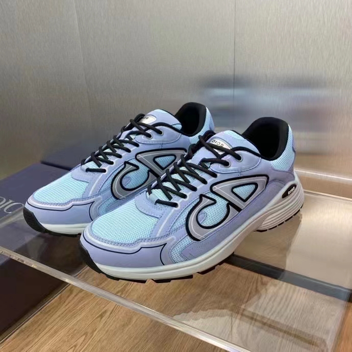Dior Unisex Shoes CD B30 Sneaker Blue Mesh Technical Fabric