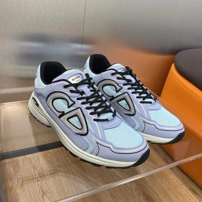 Dior Unisex Shoes CD B30 Sneaker Blue Mesh Technical Fabric