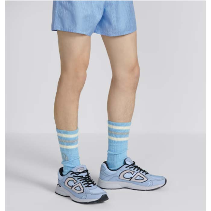 Dior Unisex Shoes CD B30 Sneaker Blue Mesh Technical Fabric