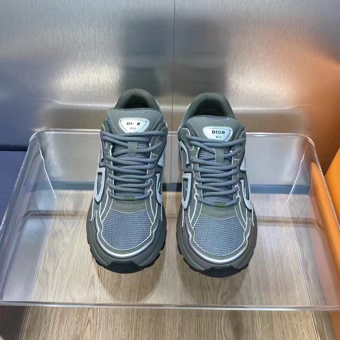 Dior Unisex Shoes CD B30 Sneaker Olive Mesh Technical Fabric