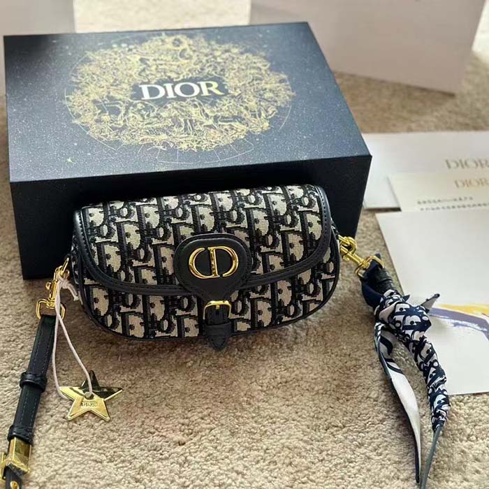 Dior Women Bobby East-West Bag Blue Dior Oblique Jacquard