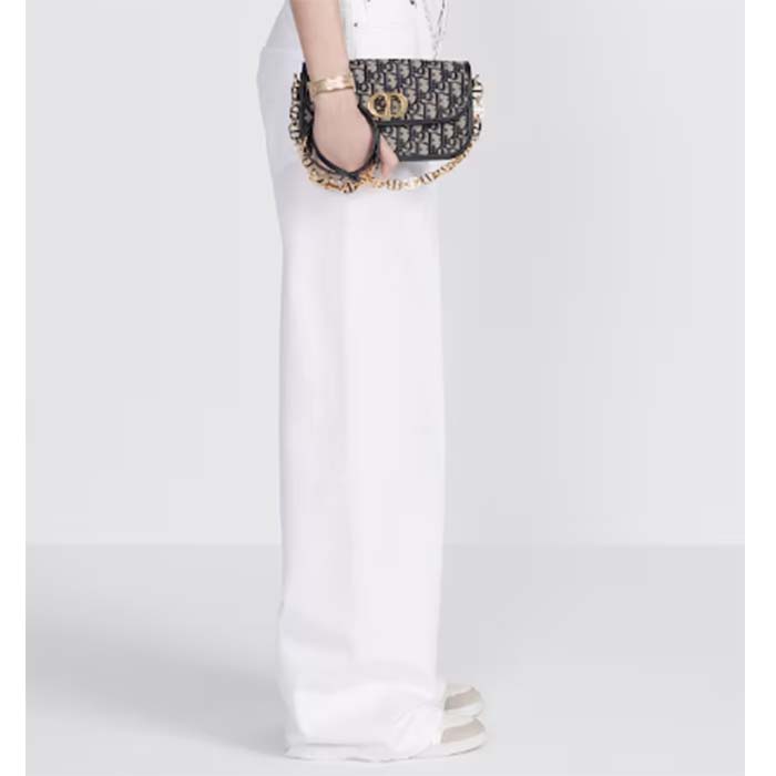 Dior Women CD 30 Montaigne Avenue Bag Blue Dior Oblique Jacquard