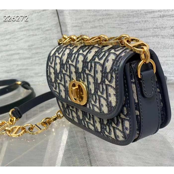 Dior Women CD 30 Montaigne Avenue Bag Blue Dior Oblique Jacquard