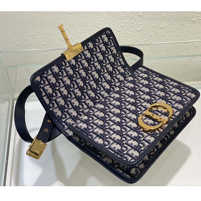 Dior Women CD 30 Montaigne Bag Blue Dior Oblique Jacquard