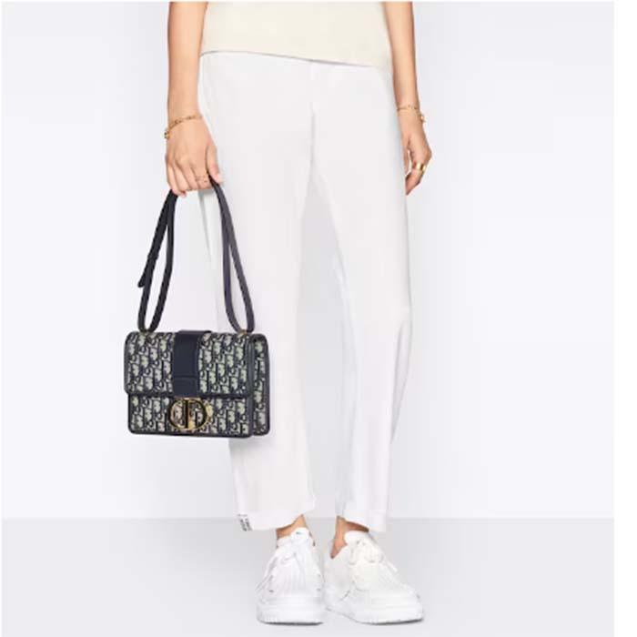 Dior Women CD 30 Montaigne Bag Blue Dior Oblique Jacquard