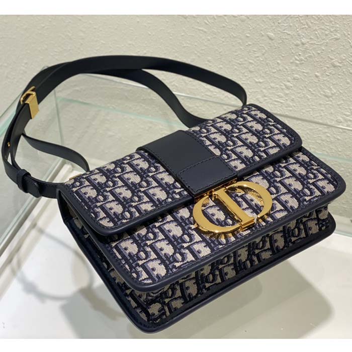 Dior Women CD 30 Montaigne Bag Blue Dior Oblique Jacquard