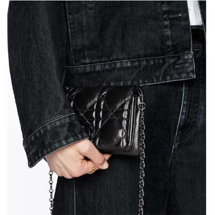 Dior Women CD Dior Caro Macrocannage Mini Bag Black Quilted Macrocannage Calfskin