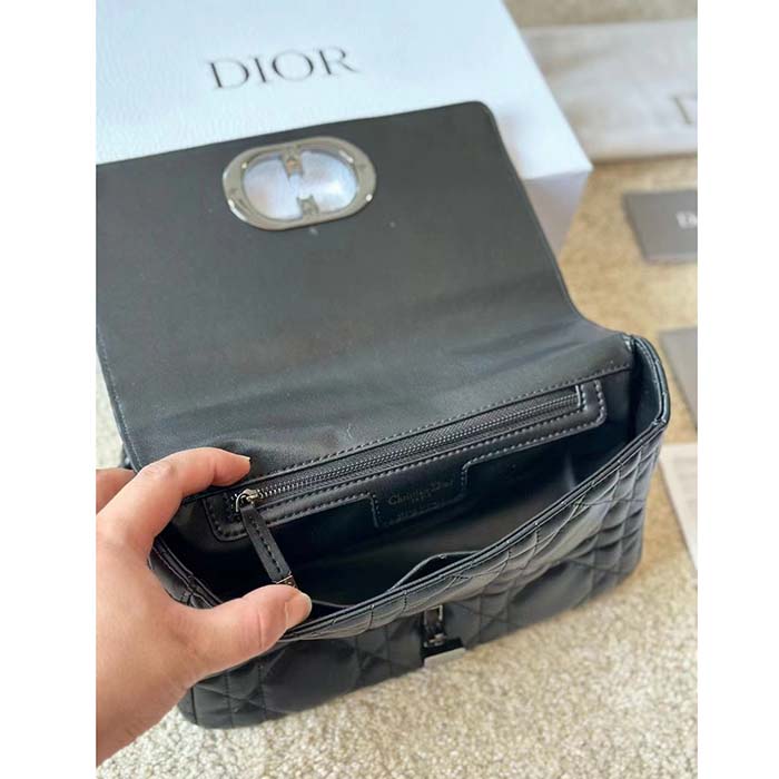Dior Women CD Dior Caro Macrocannage Mini Bag Black Quilted Macrocannage Calfskin