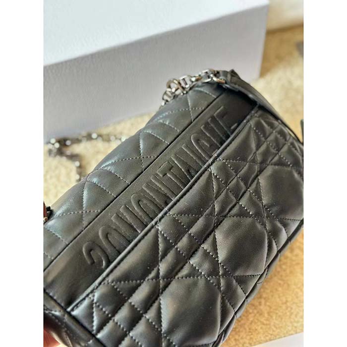 Dior Women CD Dior Caro Macrocannage Mini Bag Black Quilted Macrocannage Calfskin